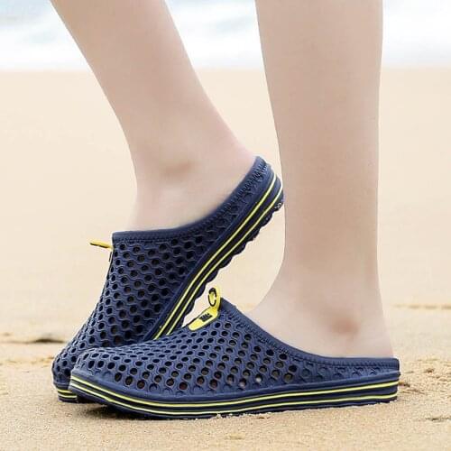 Unisex Couple Womens Slippers Beach Sandals Mesh Hollow Out Casual Breathable Slippers Flats Shoes All-inclusive Slippers