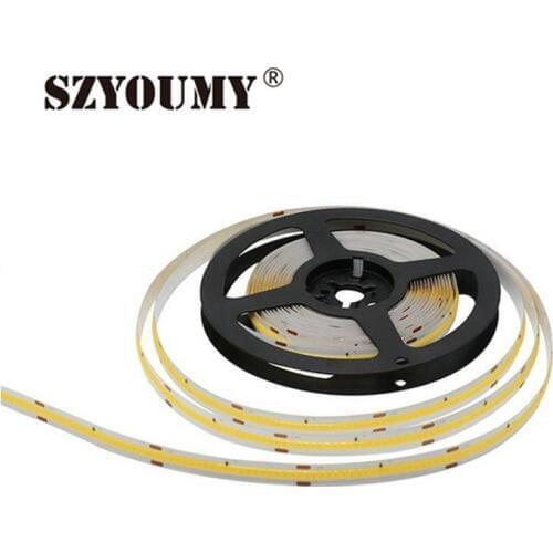 SZYOUMY 5m FOB Flexible High Density LED Strip SMD 378 LED/Meters WW/NW/CW COB Linear Light Ribbon 12V 24V Dropship Free