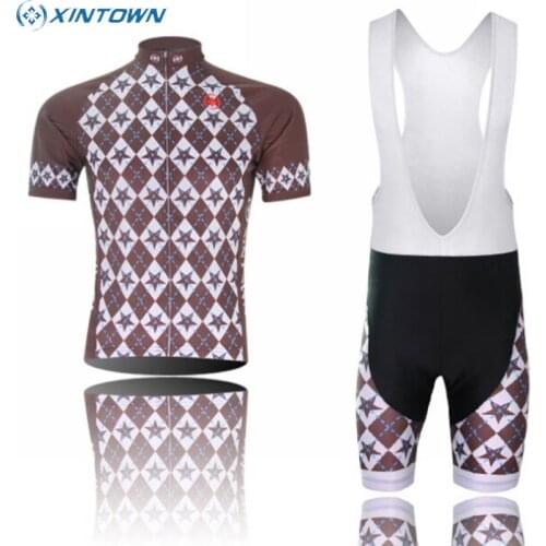 XINTOWN Mens Cycling Bike Team Ropa Ciclismo Short Sleeve Clothing Bicycle Sports Wear Set Jersey & Bib Shorts Singhe Grey