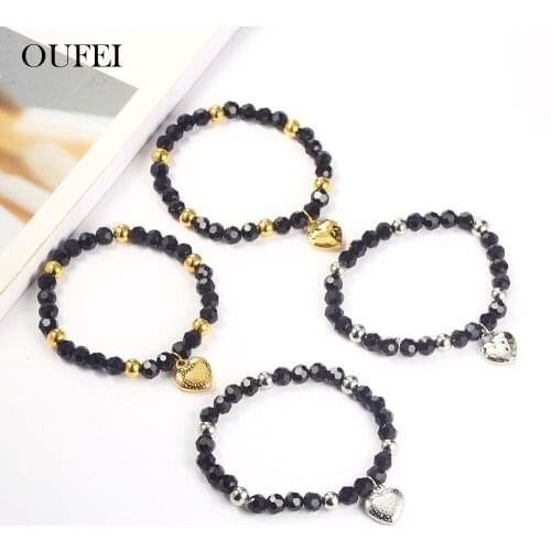 OUFEI Elastic Rope Heart-shaped Bracelets Bangles For Women Stainless Steel Jewelry Woman Fashion Jewelry Accessories
