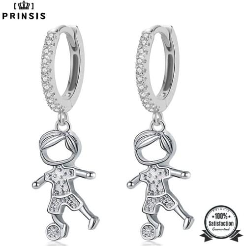 PrinSis Women Fashion Earring Sweet Playing Football Boy Hoop Earrings Birthday Gift For Girls Korean Jewelry DJ076
