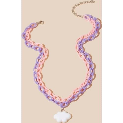 Colorful Clouds Resin Acrylic Pendant Necklace For Women Girls Trendy Harajuku Vintage 90s Choker Necklace Jewelry Fashion