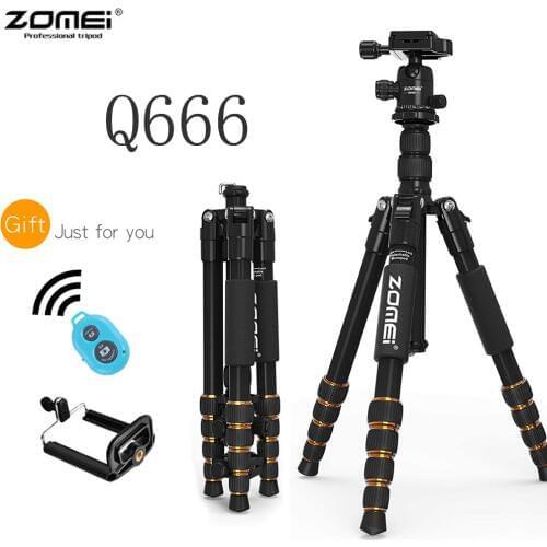 ZOMEI Q666 Professional Aluminium Alloy Tripod Kit Monopod Ballhead For Travel DSLR Camera Light Compact Portable Stand