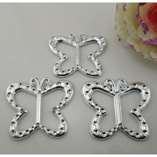 10 X Acrylic Plastic Butterfly Wedding Dectorative Ribbon Slider Buckles