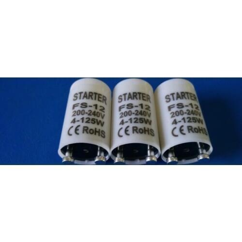10pcs/lot Hot FS-12 Starter for AC200V-240V 4-125W Fluorescent Tube Fuse Starter CE Rohs