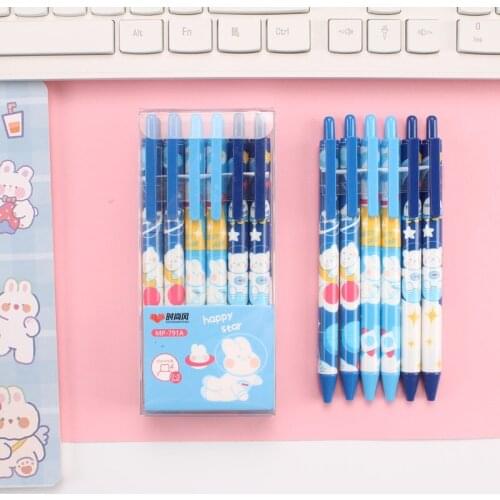 12PC/SET Cute Press The Gel Pen Cartoon Student Stationery Carbon Pen Multi-color Bear Rabbit Series Water Pen Learning Prize