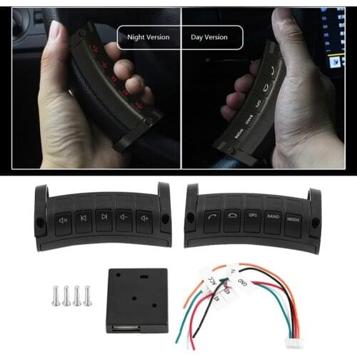 2pcs New Multi-Function Car Wireless Steering Wheel Remote Control DVD Navigation Button Navigation Button Remote Black