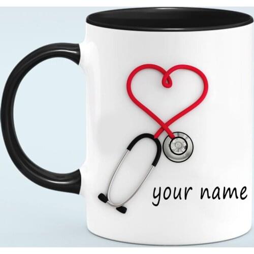 2021 Doctors Gift Hospital Customization Stethoscope Funny and Unique Ceramic Coffee Cup Mug