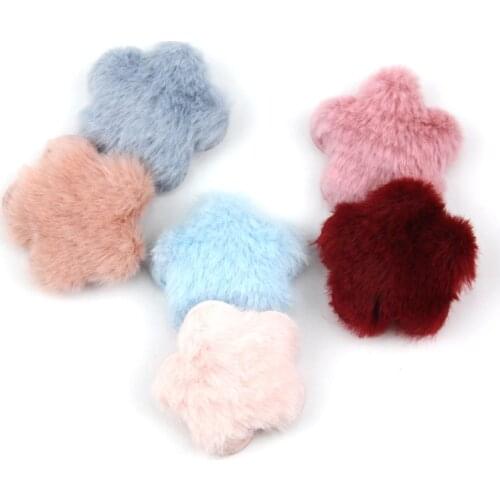 36Pcs 4cm Furry Felt Plum blossom shape Padded Appliques For Childrens crafts Handmade hair Clip Hat Decor Ornament Accessories