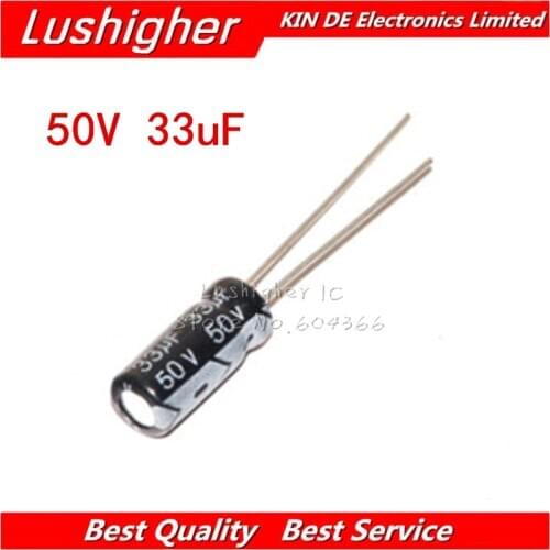 20pcs 50V33UF 6.3*11mm 33uF 50V 6.3x11 mm Aluminum Electrolytic Capacitor DIP