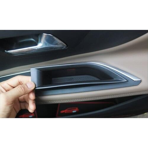 Car Container Front Door Handle Storage Box Case For Peugeot 3008 GT 5008 2017 2018 2019 Container Holder Tray Organizer