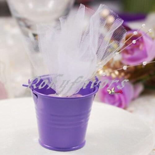 FREE SHIPPING 40pcs Cute Tin Bucket Party Supplies Ideas Mini Bucket Favors Pary Decoration Wedding Favors Holders Candy boxes