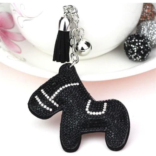 Cute Horse Pendant Crystal Rhinestone Keyrings Key Chains Rings Holder Purse Bag For Car Lovely Keychains Women Jewelry TZ99