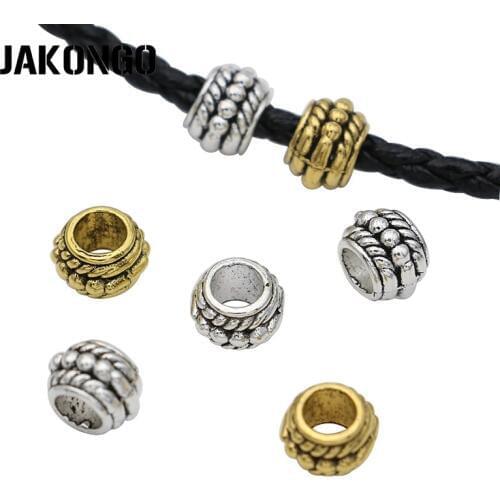 JAKONGO 25pcs Antique Gold Silver Color Round Spacer Beads for Jewelry Making Bracelet Accessories DIY Handmade Craft 8mm