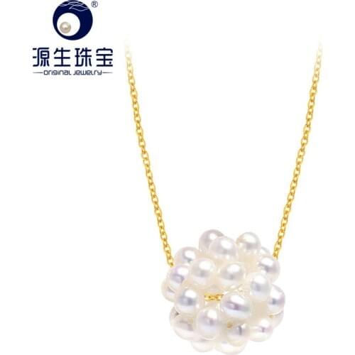 YS Cute Exquisite Natural Genuine China Freshwater Pearl Pendant Necklace 925 Sterling Silver Chain