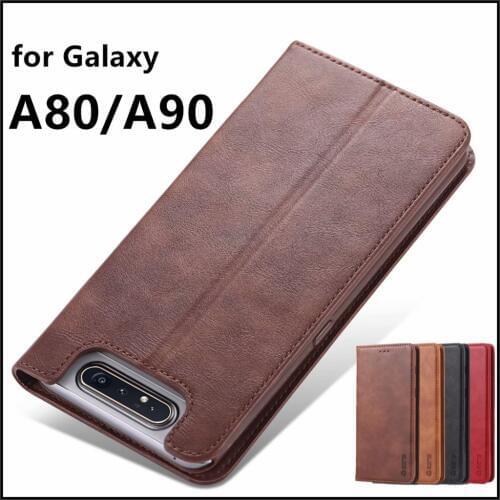 AZNS Case for Samsung Galaxy A80 A805F PU Leather Cover Card Holder Retro Wallet Case for Samsung Galaxy A90 fundas coque