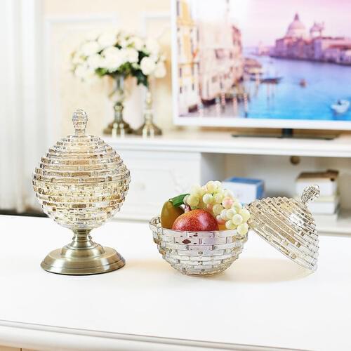 European luxury Glass bottles home Decor Crafts dust-proof stand dessert candy jars tea caddy Boxes storage jar wedding vase