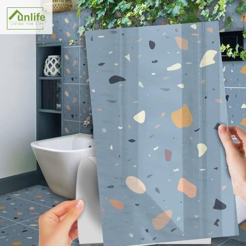 Funlife[R] NOUVELLE MAISON SERIES[TM] 30x60cm Blue Terrazzo Waterproof Backsplash Tile Sticker For Floor Kitchen Bathroom Decor