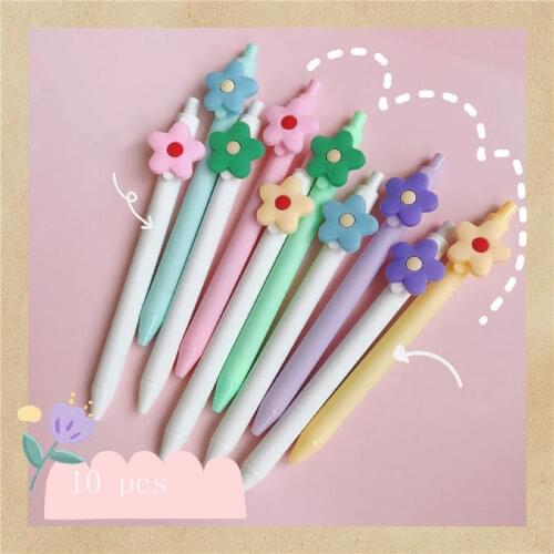 10pcs/lot flower 0.5mm Gel Pen Black Ink Cartoon Ballpoint Pen Writing Tool Office School Supplies