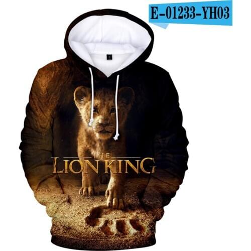Loose Hot Sale Film glory kingdom King The Lion King Simba 3D Hoodies sweatshirt Men/Women Hip hop Harajuku Hoodie Mens Outwear