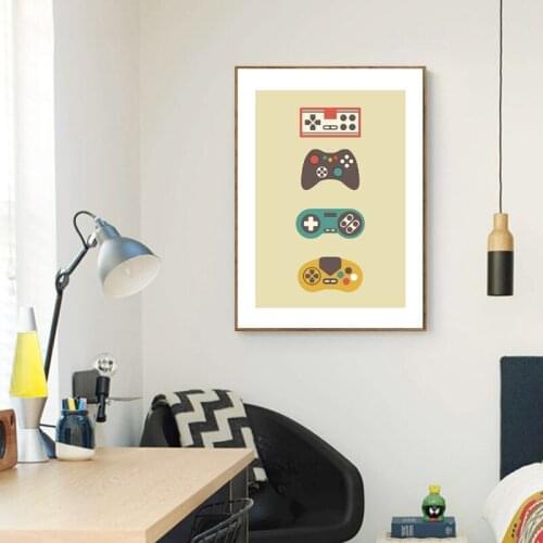 Gaming Print Retro Wall Art Canvas Painting Gamer Gift Video Game Vintage Poster Gamepad Controller Picture Boys Kids Room Decor