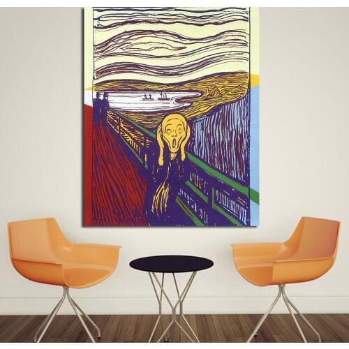 JQHYART The Scream by Andy Warhol Oil Painting on Canvas Art Prints for Living Room Home Decoration Posters and prints No Frame