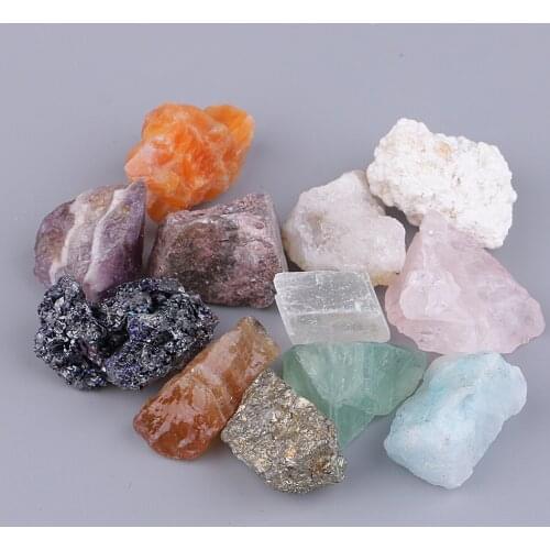 Beautiful Natural Ore Stones Reiki Gemstone Quartz Crystal Rock, Set of 12