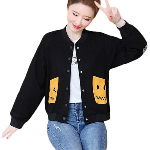 Korean Fashion Jacket For Women 2021 Baseball Jackets Spring Autumn Jacket Bomber Stand Collar Ladies Jacket Female New Clothes