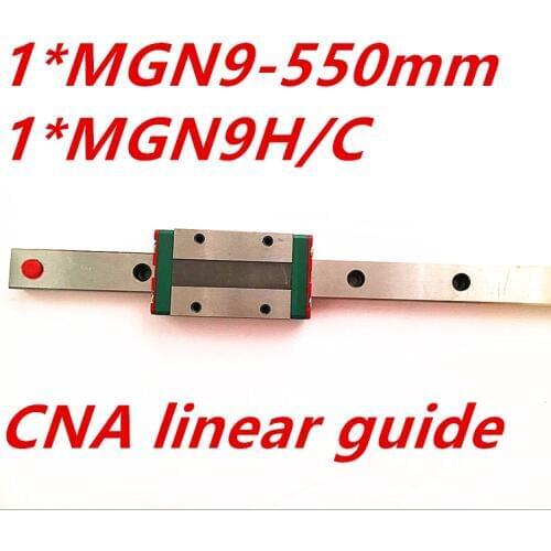 Free shipping 9mm Linear Guide MGN9 550mm linear rail way + MGN9C or MGN9H Long linear carriage for CNC X Y Z Axis