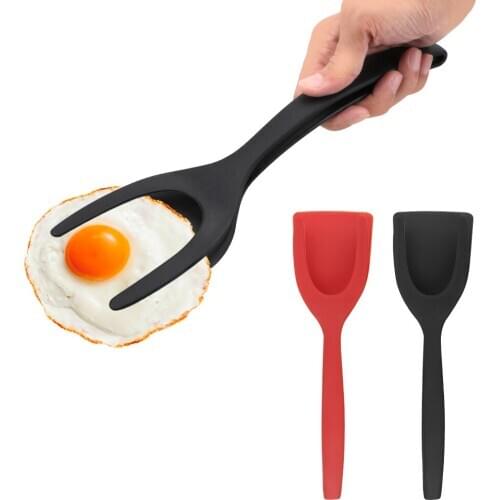 Non-Stick Fried Egg Turners Pizza Steak Flip Shovel Kitchen Tools Pancake Toasted Bread Grip 2 in 1 Frying Egg Spatula Utensils