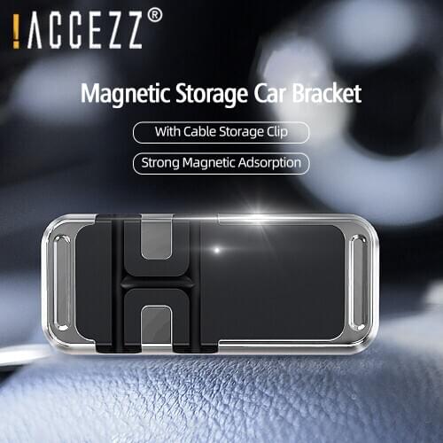 !ACCEZZ Magnetic Car Phone Holder with Cable Organizer For iPhone Dashboard Magnet Phone Stand Universal Iron Sheet Disk Sticker
