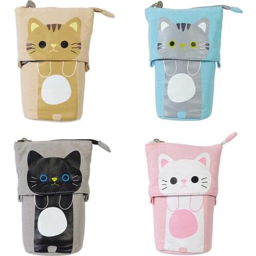 Mutifunctional Stand Up Pencil Holder Telescopic Pencil Case Storage Box Stationery Organize Pouch Bags for Boy Girl для школы