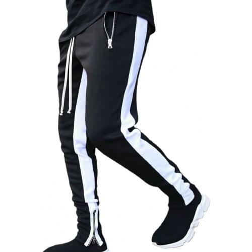 Men Autumn Winter Zipper Pockets Casual Sports Running Tight Trousers Sportswear Pants Trousers Plus Size Mens Clothing
