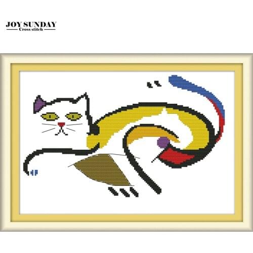 The Frightened Fat Cat Cross Stitch Kit Animal DIY Handwork Paintings Counted Prinred Canvas 14CT 11CT DMC Embroidery Needlework