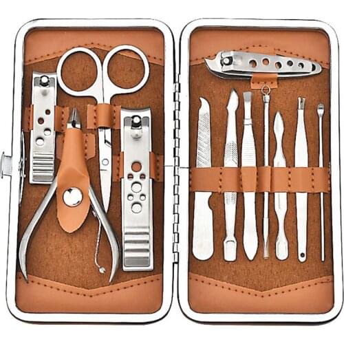 Scissors Nail Clippers Set Stainless Steel 12 Pieces Of Nail Cutter Tools Pedicure Knife Toenail Dead Skin Pliers Manicure kit