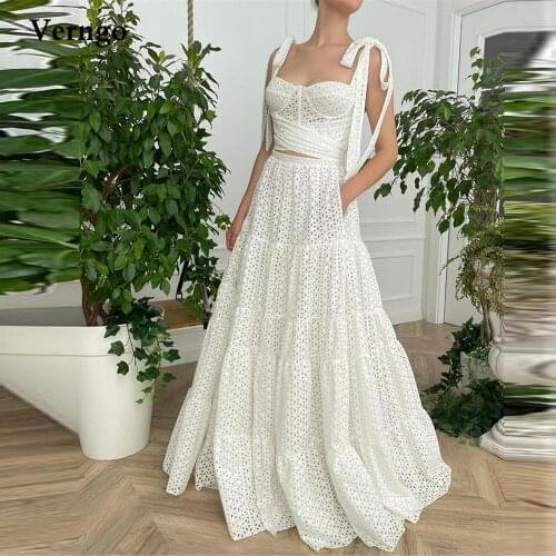 Verngo New Design Two Pieces Full Lace Wedding Dress Sweetheart Tied Straps A Line Bridal Gowns Vintage 2021 Robe de mariage