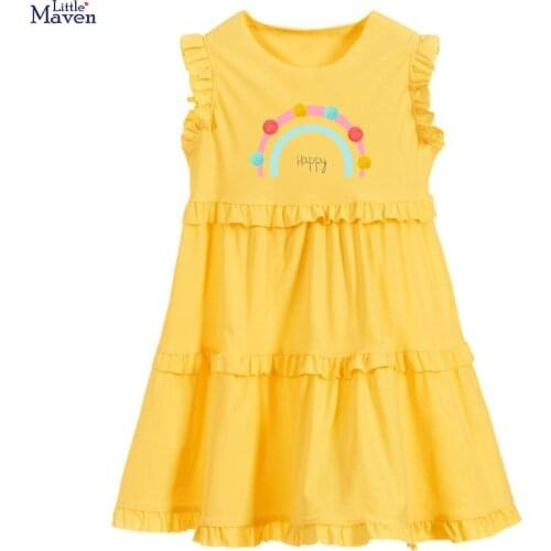 Frocks for Girls 2021 Summer Baby Girl Clothes Toddler Cotton Rainbow Letter Print Vestiods Casual Dress for Kids 2-7 Years