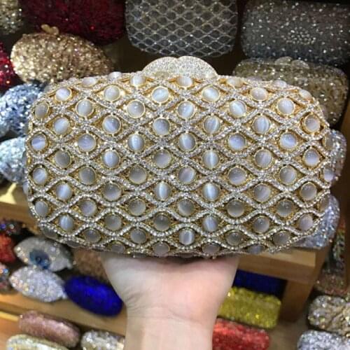 Gift Box GOLD Crystal Metal Clutches Hard Case Bridal Evening Clutch purse Bag Wedding Diamonds Rhinestones Handbag silver lady