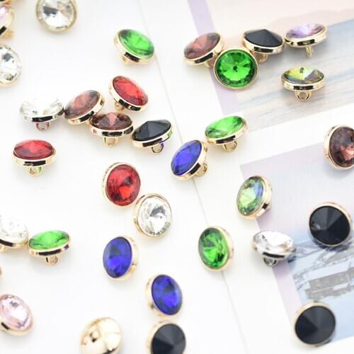 10 Pcs/Lots Button Button High-End LadyS Shirt With Diamond Metal Button Multicolor Diamond Button Decorative Button DIY Tools