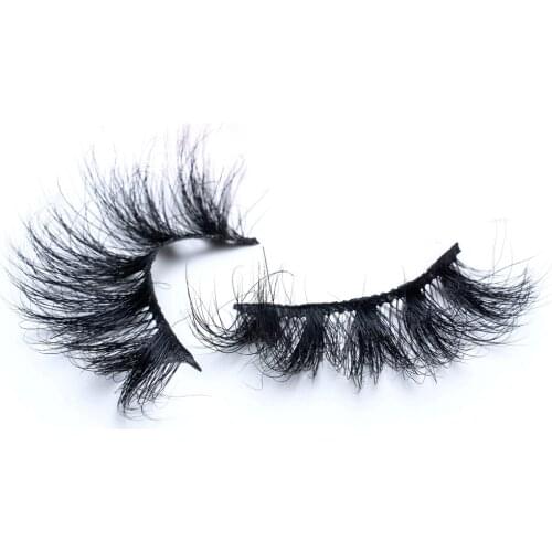 25mm Real Mink Full Strip Eyelashes 100% Natural Shedding Mink Fur Fluffy Thick Lashes Dramatic Black Eyelash Custom Packaging