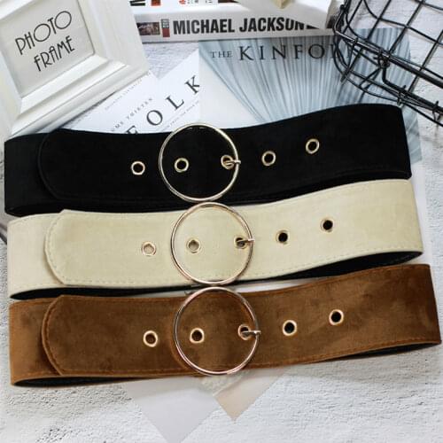 Retro Velvet Women Wide Belt For Jeans Dress Fashion Square Buckle Belt Solid Color Simple Female Decoration Belt cinto feminino