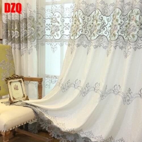 Drapes In Living Room Luxury Gray Curtains with Embroidery for Bedroom Livingroom Window Treatment Sheer Tulle Curtains