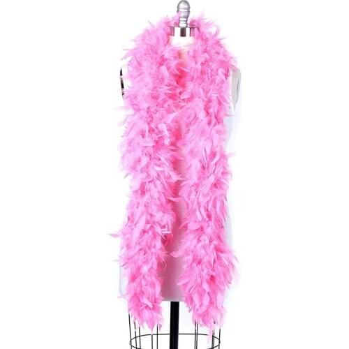 2Meters Pink Super Thicken Chandelle Turkey Feathers Boa Trim 80g Scarf/Mardi Gras Boas Dress White Pheasant Feathers for Crafts