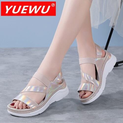 YUEWU Waterproof Barefoot Fairy Style Leather Wedge Heel Thick Base Heightening Women’s Sandals Simple And Light