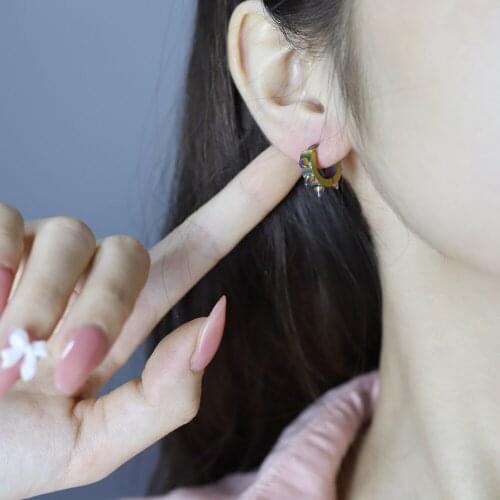 Black Punk Women Men Stainless Steel Earrings Ear Studs Spike Rivet Hoop Huggie Gothic Black Earring Jewelry Gifts Accessories