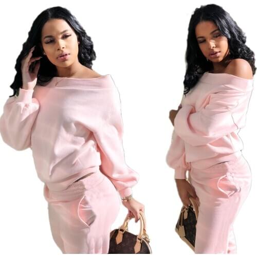 Slash neck 2 pieces set woman outfit S-3XL