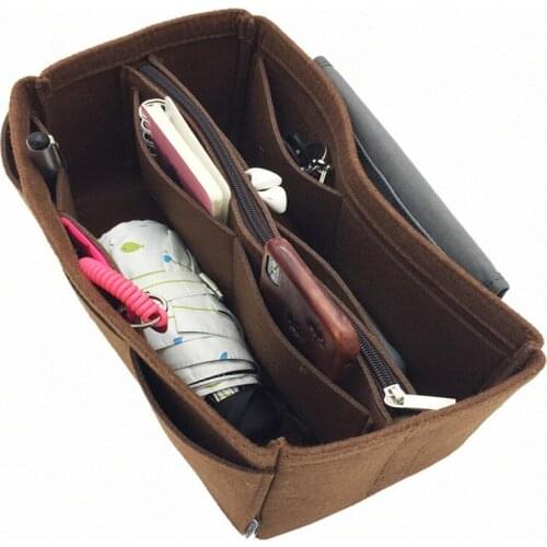 Makeup Handbag Organizer Felt Cloth Insert Bag Travel Inner Purse Portable Cosmetic Bags Large Capacity Storage Tote