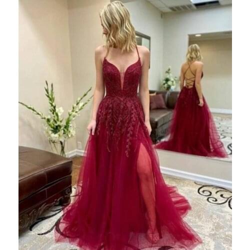 Elegant Burgundy Evening Dresses Sleeveless Formal Party Gowns Mermaid Style Wedding Party Evening Dresses