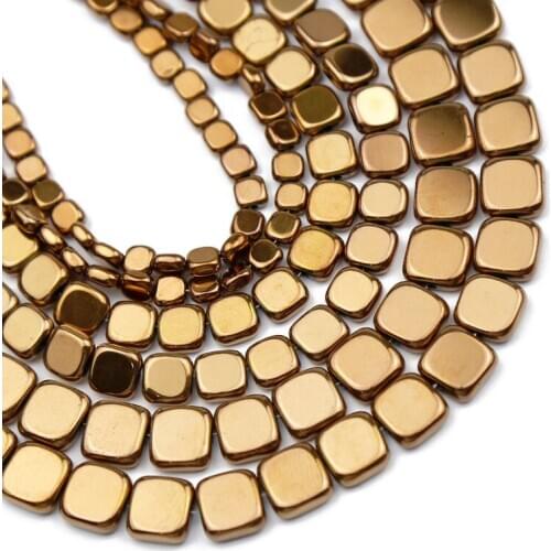 YHBZRET Copper Flat Square Hematite Natural Stone bead 3/4/6/8/10M Spacers Loose Beads For Jewelry Making Diy Handmade Bracelets