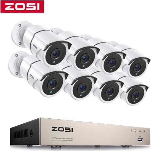 ZOSI HD-TVI 8CH 1080P DVR Kit 2.0MP Security Cameras System 8*1080P Day/Night Vision Weatherproof Home CCTV Surveillance Cameras